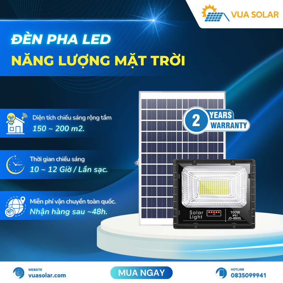 Đèn năng lượng mặt trời jindian 100w JD 8800L