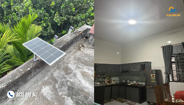 Gắn đèn ốp trần năng lượng mặt trời 