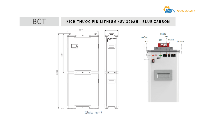 Kích thước pin lưu điện Smart BCT-48-300 (P)
