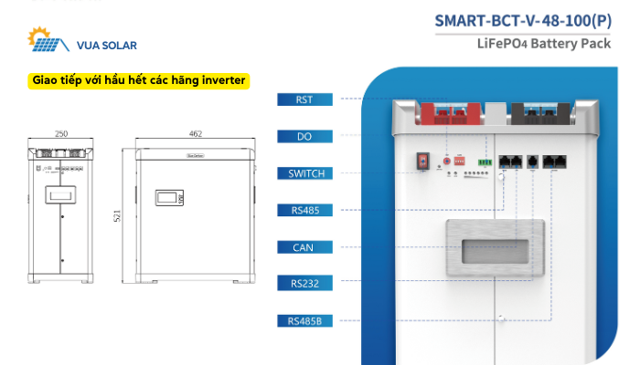 pin lifepo4 48v 100ah giao tiếp được với inverter