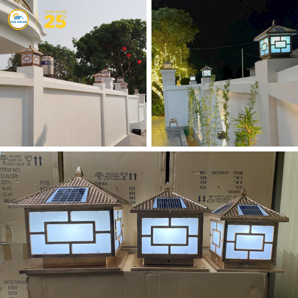 Lắp đèn trụ cổng năng lượng mặt trời