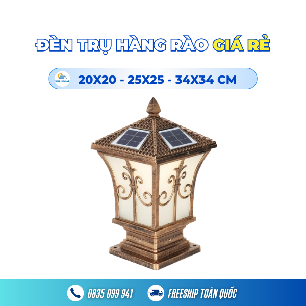 Đèn trụ hàng rào năng lượng mặt trời tân cổ điển