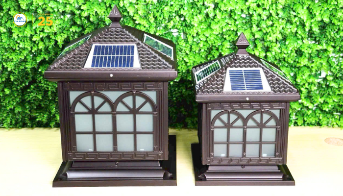 Đèn cổng năng lượng màu cà phê