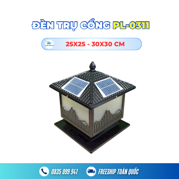 Đèn năng lượng mặt trời gắn trụ cổng PL-0311